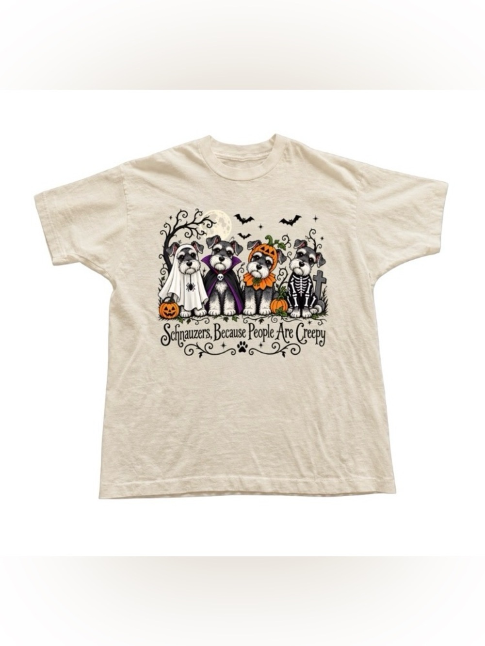 Gildan Cream Halloween Dog Graphic Tee